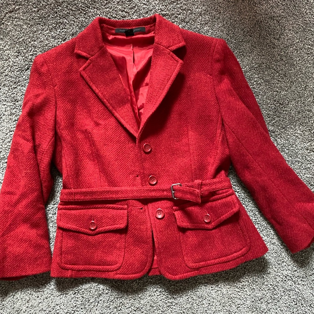 Express design studio red jacket